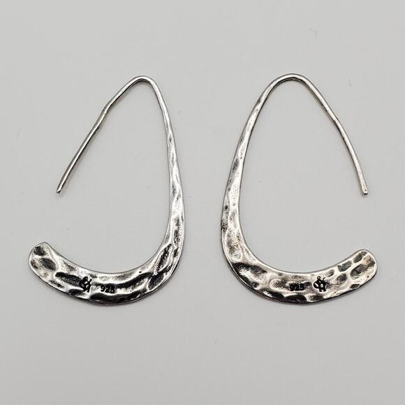 Vintage Signed C&H 925 Sterling Silver Hammered Dangle Earrings 1.5" - Picture 3 of 5